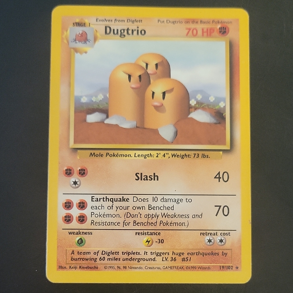 Dugtrio Trading Card - Red and Yellow